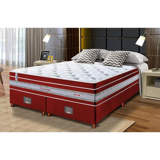 Imagem de Conjunto Cama Box King de Molas Ensacadas Cama inBox Select Euro Soft 193x203x71 Vermelho