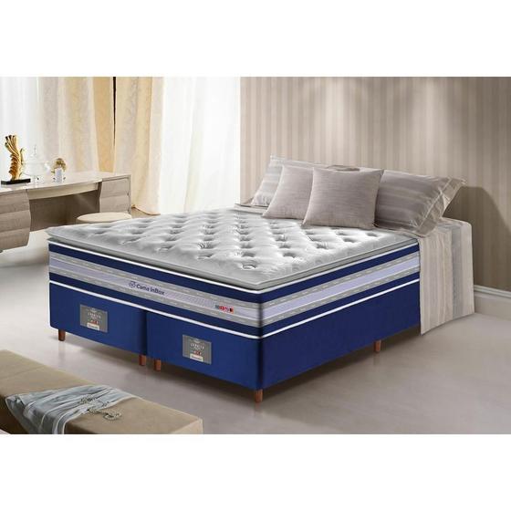 Imagem de Conjunto Cama Box King de Molas Ensacadas D33 com Pillow TOP Cama inBox Select 193x203x70 Azul