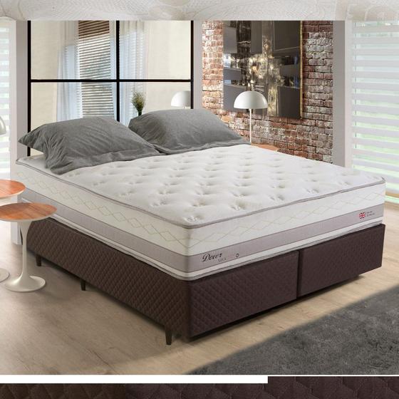 Imagem de Conjunto Cama Box Meca + Colchão Dover King Size Molas Maxspring 193x203x61 - Herval