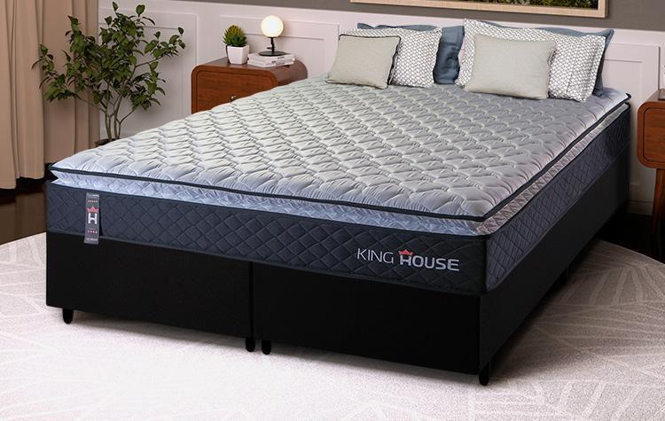Conjunto Cama Box Queen Dakota Preto 158x198x57 Espuma D33 Menor preço em Conjunto Cama Box Queen Dakota Preto 158x198x57 Espuma D33