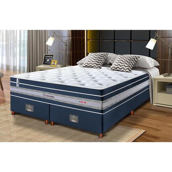 Imagem de Conjunto Cama Box Queen de Molas Ensacadas Cama inBox Select Euro Soft 158x198x71 Azul