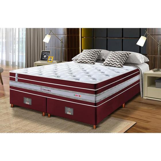 Imagem de Conjunto Cama Box Queen de Molas Ensacadas Cama inBox Select Euro Soft 158x198x71 Vinho
