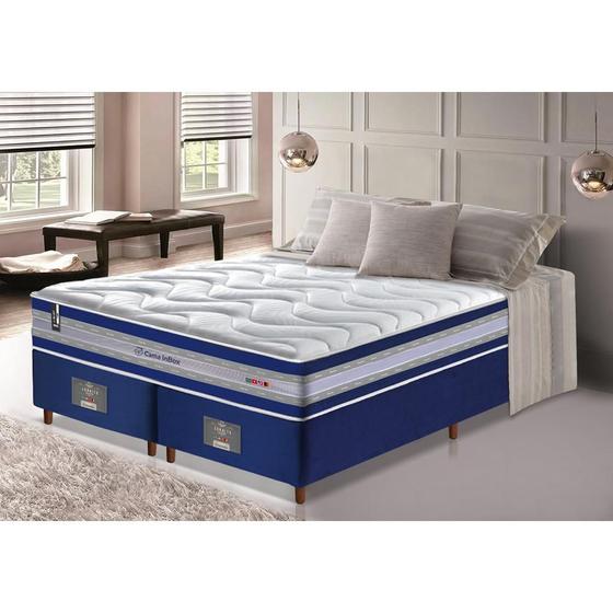 Imagem de Conjunto Cama Box Queen de Molas Ensacadas D33 Cama inBox Select Firme 158x198x70 Azul