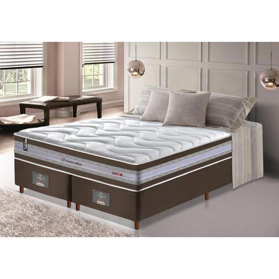 Imagem de Conjunto Cama Box Queen de Molas Ensacadas D33 Cama inBox Select Firme 158x198x70 Café