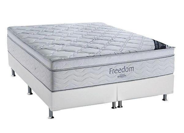 Conjunto cama box queen freedom base cori branco 158x198x68 ortobom" Menor preço em Conjunto cama box queen freedom base cori branco 158x198x68 ortobom"