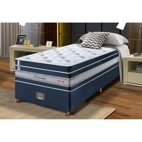 Imagem de Conjunto Cama Box Solteiro de Molas Ensacadas Cama inBox Select Euro Soft 88x188x71 Azul