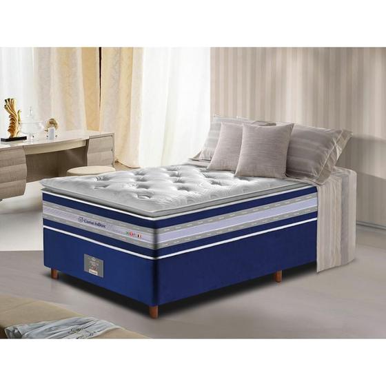 Imagem de Conjunto Cama Box Solteiro de Molas Ensacadas D33 com Pillow TOP Cama inBox Select 88x188x70 Azul