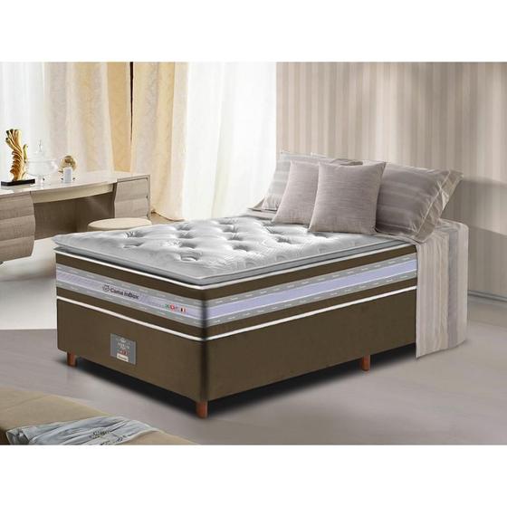Imagem de Conjunto Cama Box Solteiro de Molas Ensacadas D33 com Pillow TOP Cama inBox Select 88x188x70 Café