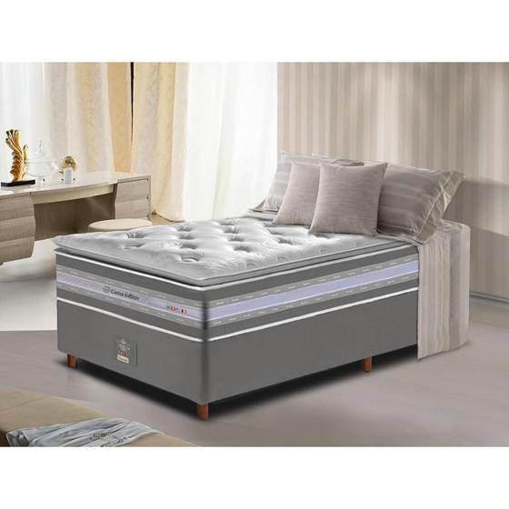 Imagem de Conjunto Cama Box Solteiro de Molas Ensacadas D33 com Pillow TOP Cama inBox Select 88x188x70 Cinza