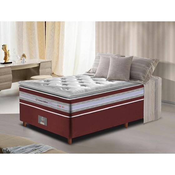 Imagem de Conjunto Cama Box Solteiro de Molas Ensacadas D33 com Pillow TOP Cama inBox Select 88x188x70 Vinho