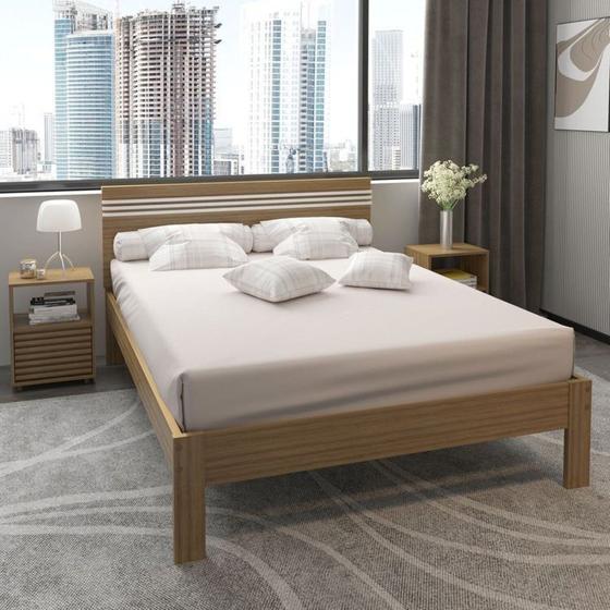 Imagem de Conjunto Cama Casal com 2 Mesas de Cabeceira