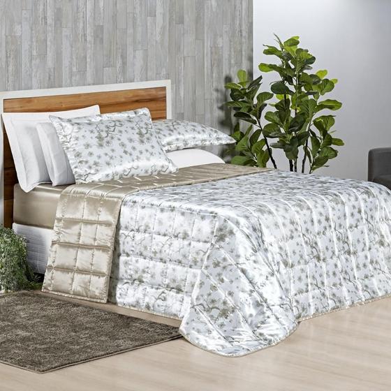 Imagem de Conjunto Cama Queen Size Kaylee Colcha Luxo Bordada Cetim