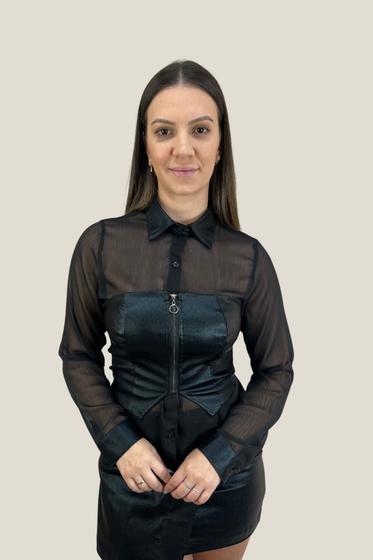 Imagem de Conjunto camisa chiffon + top resinado