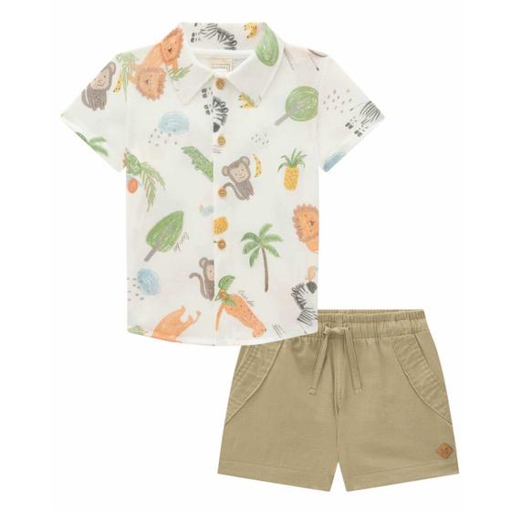 Imagem de Conjunto Camisa em Malha Wave e Bermuda Linho com Elstano - LucBoo