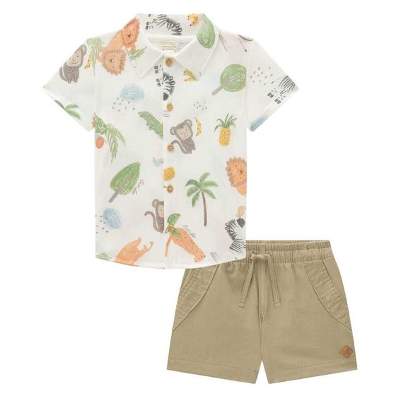 Imagem de Conjunto camisa safari wave bermuda linho luc.boo