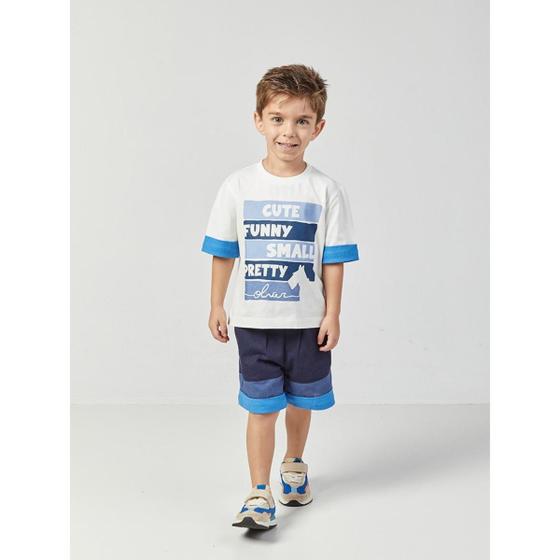 Imagem de Conjunto camiseta algodão Shorts linho azul Oliver