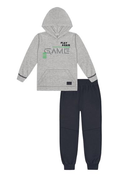 Imagem de Conjunto Camiseta Com Capuz E Calça Mescla E Chumbo Abrange