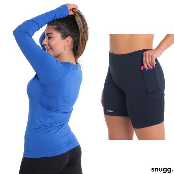 Imagem de Conjunto Camiseta e Bermuda com Bolso Segunda Pele Snugg Proteção UV50