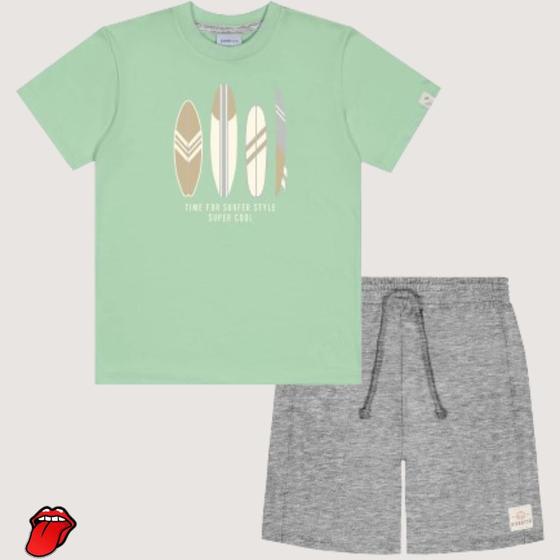 Imagem de Conjunto Camiseta e Bermuda I Verde Menta e Mescla - Divertto