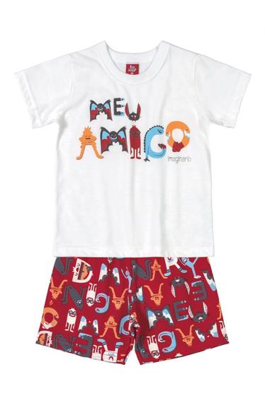 Imagem de Conjunto Camiseta e Bermuda Moletinho Bee Loop Meu Amigo Branco/Vermelho