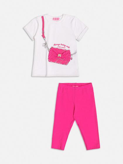 Imagem de Conjunto camiseta e legging bolsinha rosa momi