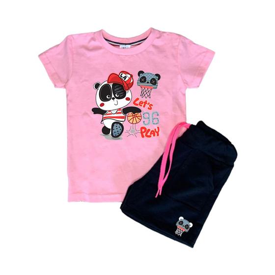 Imagem de Conjunto Camiseta e Short Infantil Urso Panda Basquete Super Qualidade