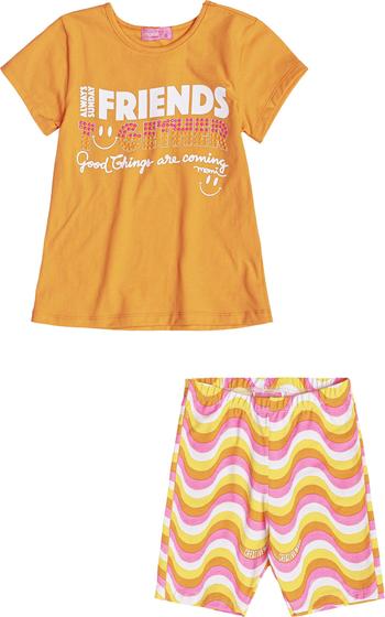 Imagem de Conjunto camiseta laranja e legging ondas momi.