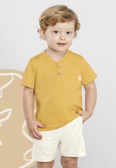 Imagem de Conjunto Camiseta Meia Malha Penteada Bermuda Moletinho de Linho Colorittá