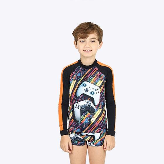 Imagem de Conjunto Camiseta Para Nadar e Sunga Game Infantil Menino Moda Praia Siri Kids 39503