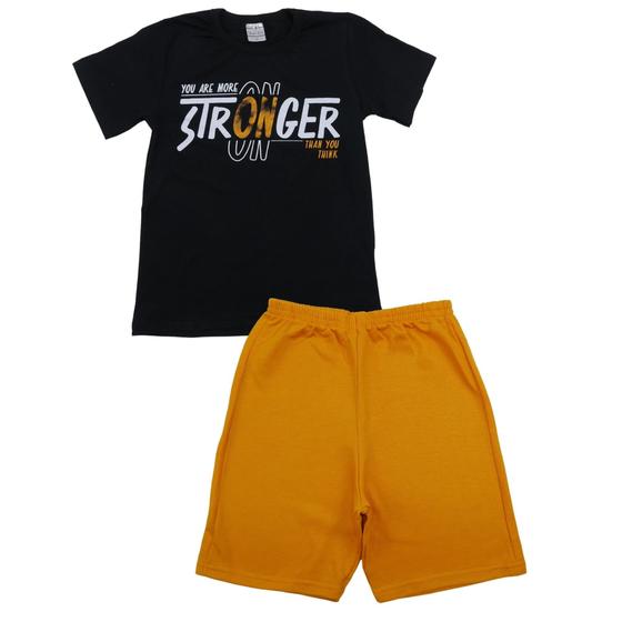 Imagem de Conjunto Camiseta Preta com Bermuda Mostarda