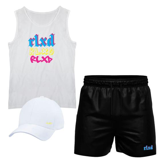 Imagem de Conjunto Camiseta Regata Algodão Short Tactel E Boné RLXD2