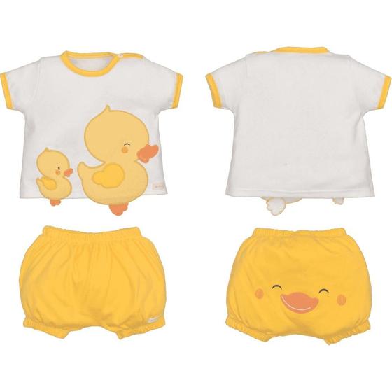 Imagem de Conjunto Camiseta Short Curto Bebê Patinho Yula Amarelo