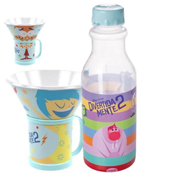 Imagem de Conjunto Caneca Bowl Garrafa 500ml Divertida Mente Plasútil