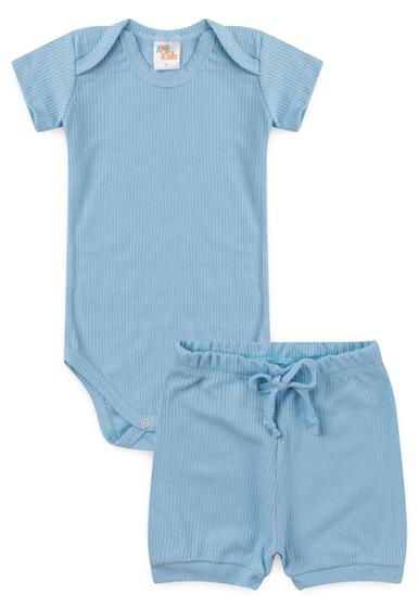 Imagem de Conjunto Canelado Light Curto - Azul Bebê - Ame Kids