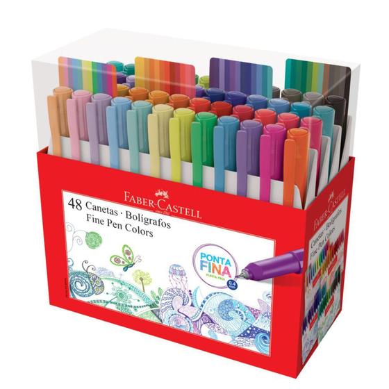 Imagem de Conjunto Caneta Fine Pen 48 Cores Faber Castell 0.4mm Fina