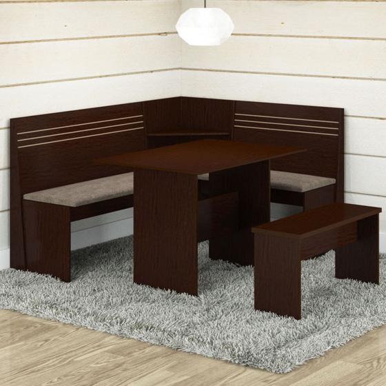 Conjunto Canto Alemão Mesa com 1 Banco Marci Espresso Móveis Choco/Canela Menor preço em Conjunto Canto Alemão Mesa com 1 Banco Marci Espresso Móveis Choco/Canela