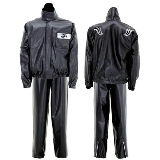 Imagem de Conjunto Capa Chuva Alba Europa Roupa Motoqueiro Impermeável Preto G