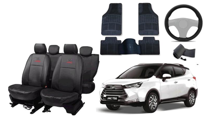 Imagem de Conjunto capa couro Jac T50 2020 a 2024 + volante