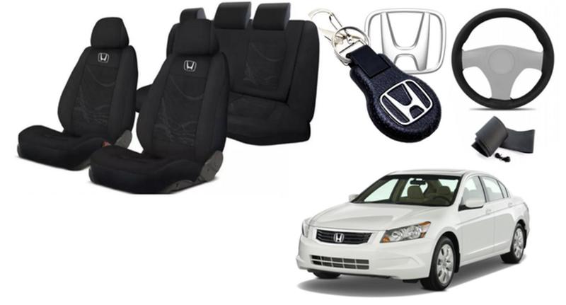 Imagem de Conjunto Capa Customizada Tecido Honda Accord 00-12 + Volante + Chaveiro