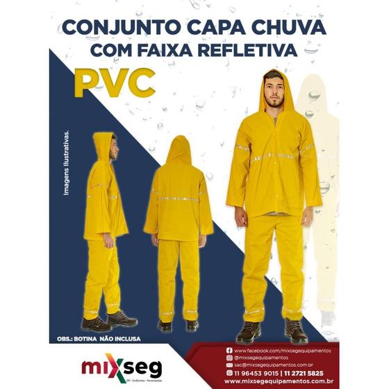 Conjunto Capa de Chuva Amarela com Faixa Refletiva Menor preço em Conjunto Capa de Chuva Amarela com Faixa Refletiva