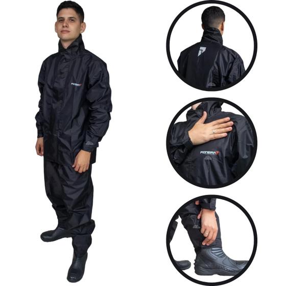 Imagem de Conjunto Capa de Chuva Masculina Nylon Pioneira - Tamanho G - Urban - Preto