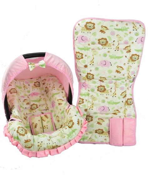 Conjunto Capa Para Bebê Conforto E Capa De Carrinho Safari Rosa Novo Menor preço em Conjunto Capa Para Bebê Conforto E Capa De Carrinho Safari Rosa Novo