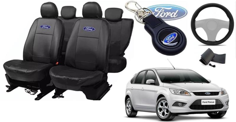 Imagem de Conjunto Capas Couro Ford Focus 2011-2015 + Volante e Chaveiro - Proteção Total