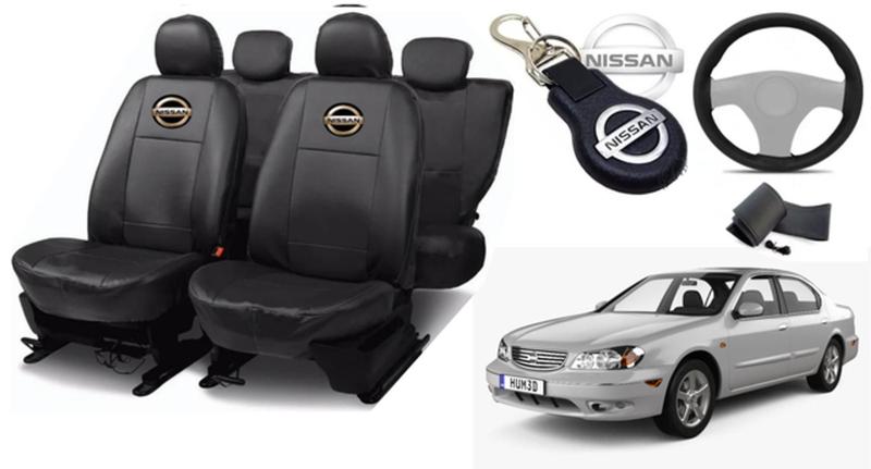 Imagem de Conjunto Capas de Couro Nissan Maxima 1995 a 1996 + Capa de Volante + Chaveiro Nissan