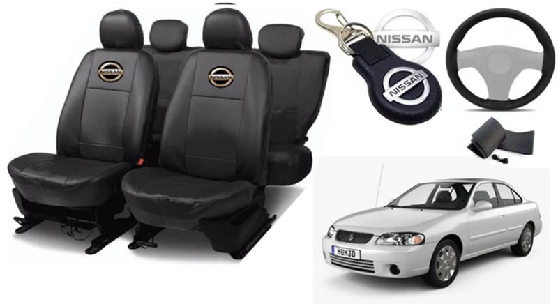 Imagem de Conjunto Capas de Couro Nissan Sentra 1993 + Capa de Volante + Chaveiro Nissan