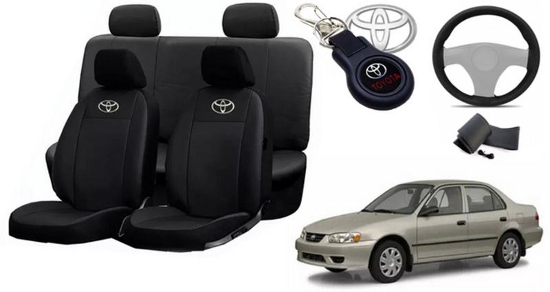 Imagem de Conjunto Capas de Couro Toyota Corolla 2003 + Capa de Volante + Chaveiro Toyota