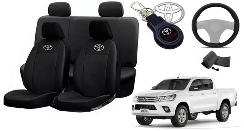 Imagem de Conjunto Capas de Couro Toyota Hilux 2016 + Capa de Volante + Chaveiro Toyota