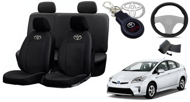 Imagem de Conjunto Capas de Couro Toyota Prius 2021 + Capa de Volante + Chaveiro Toyota