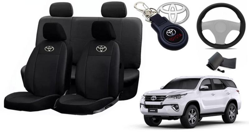 Imagem de Conjunto Capas de Couro Toyota SW4 2016 + Capa de Volante + Chaveiro Toyota