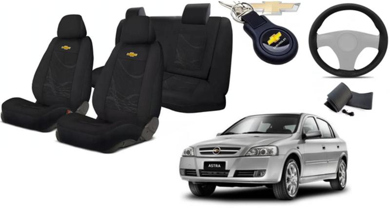 Imagem de Conjunto Capas de Tecido Premium Astra 1998-2011 + Volante + Chaveiro GM